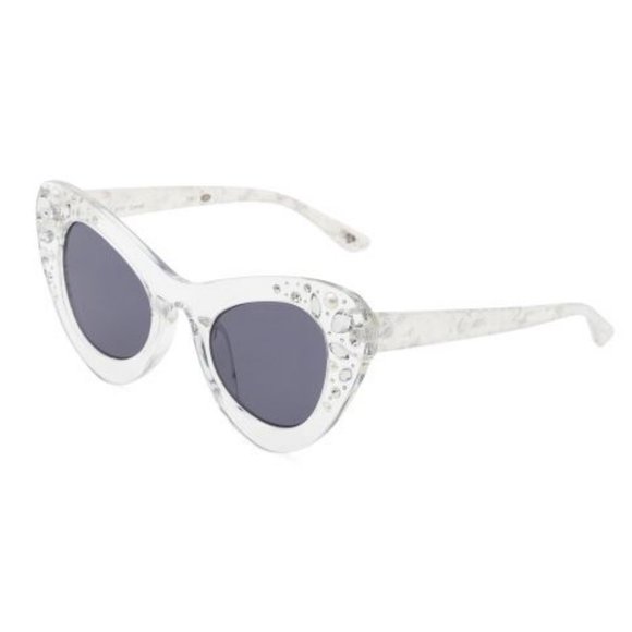 Betsey Johnson Clear Cat's Eye Retro Sunglasses - Picture 1 of 4